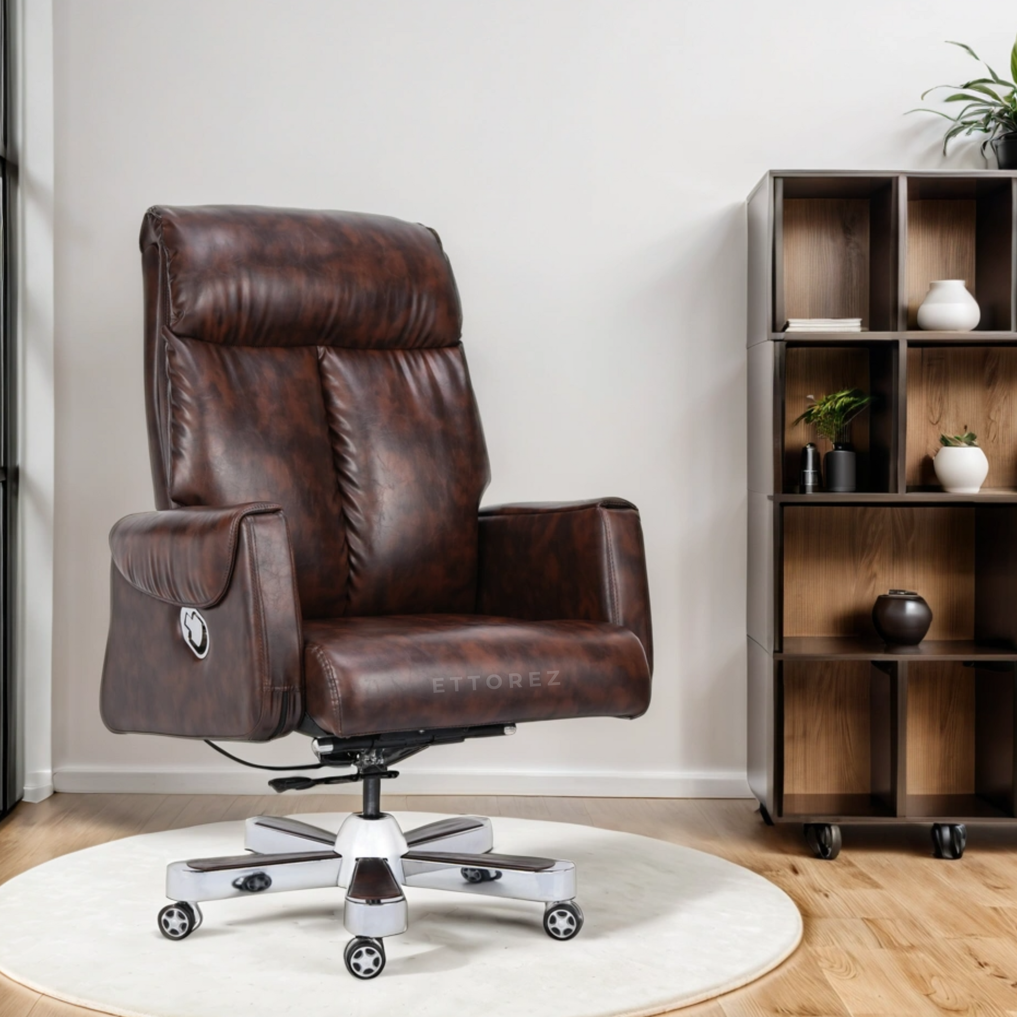 Ettorez Endeavour Brown High Back Leatherette Office Chair