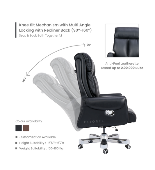Ettorez Endeavour Black High Back Leatherette Office Chair