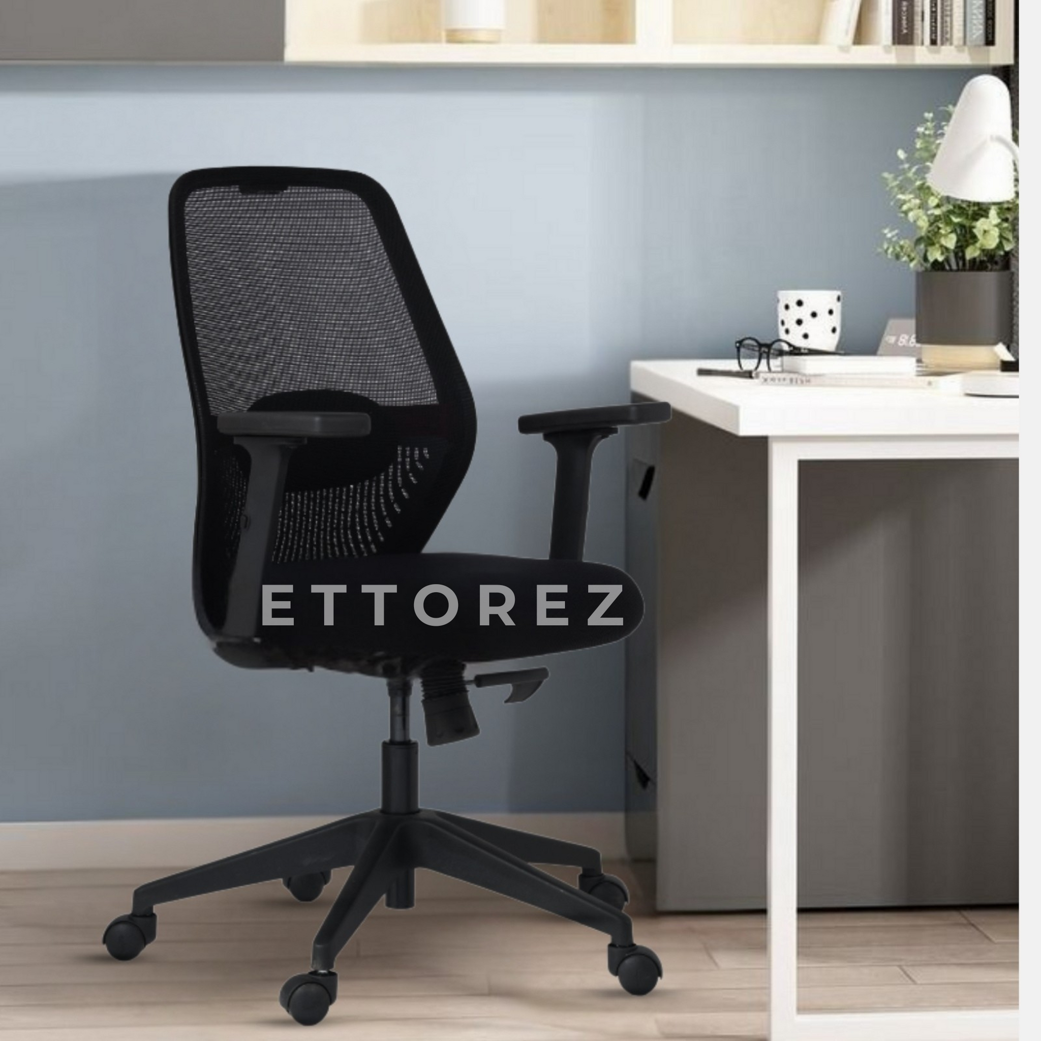 Ettorez Wave Mid Ergonomic Office Chair- Black