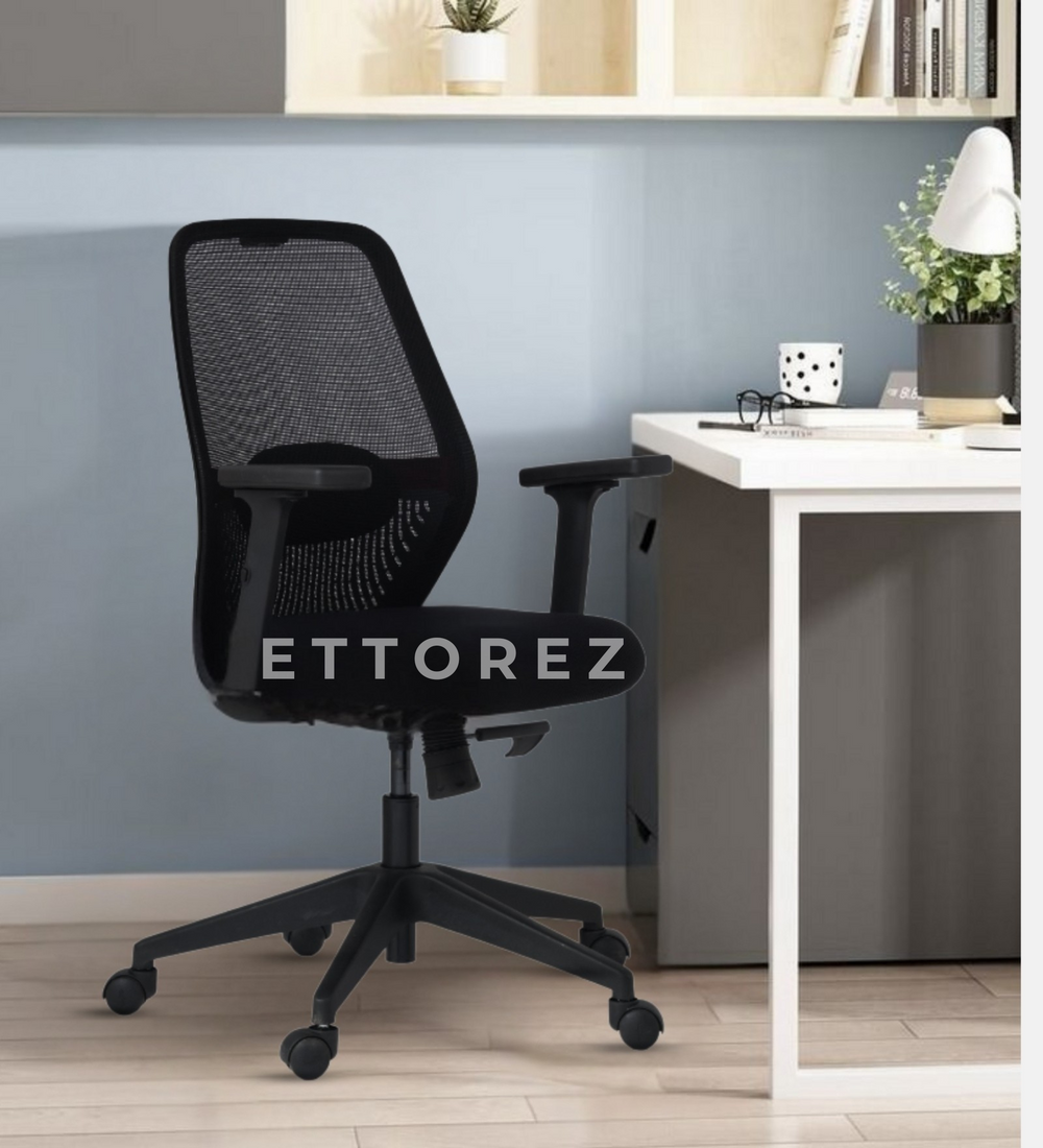 Ettorez Wave Mid Ergonomic Office Chair- Black