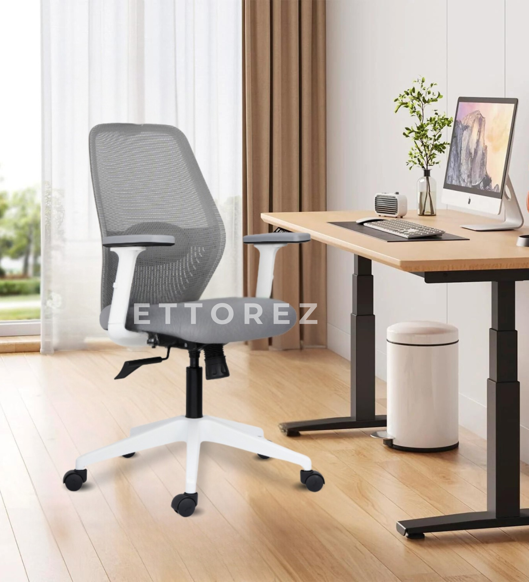 Ettorez Wave mid  Ergonomic Office Chair- Grey
