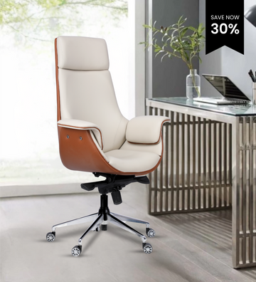 Ettorez FLOW Cream And Rust  High Back Leatherette Office