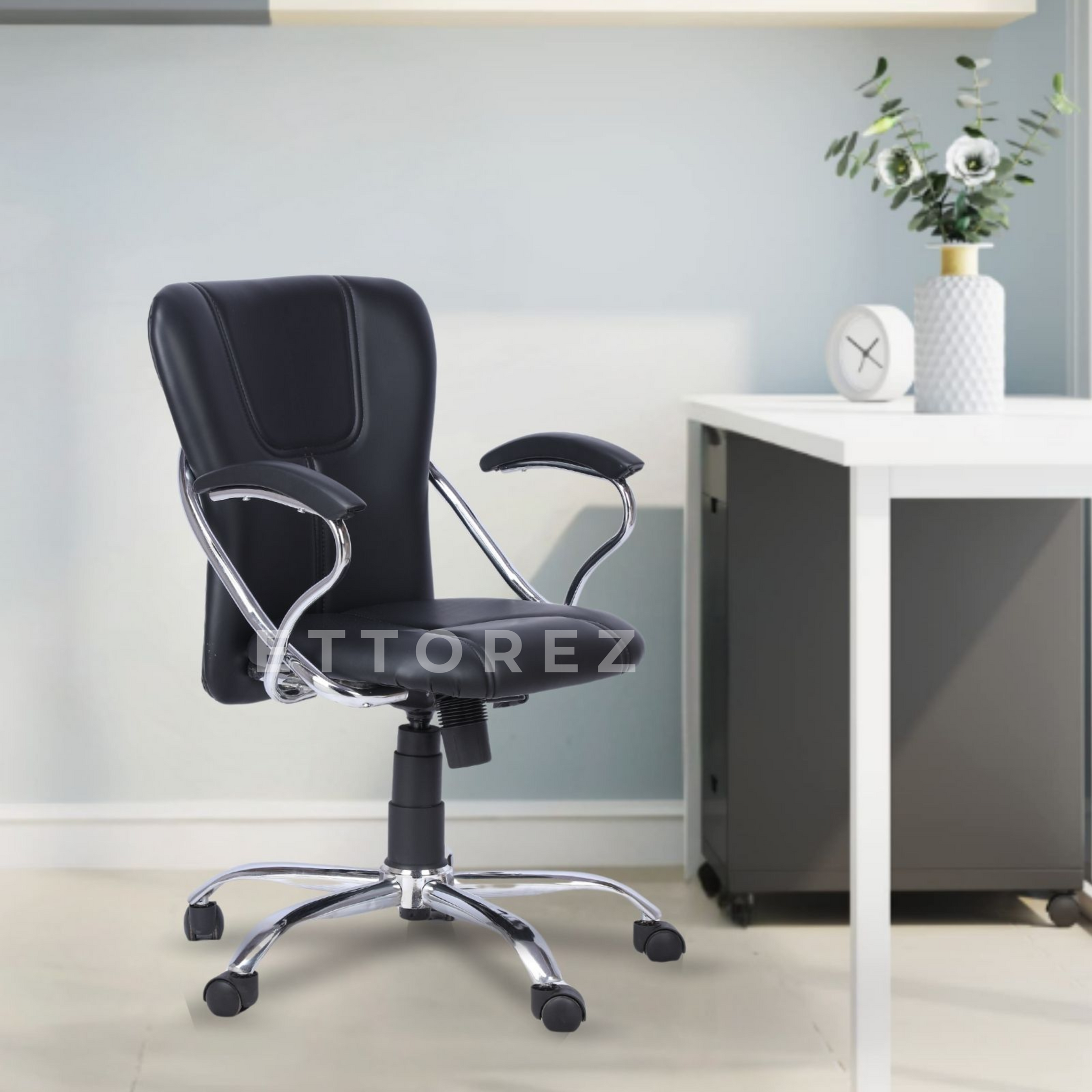 Ettorez A Star Low  Back Leatherette Office Chair trending-Black