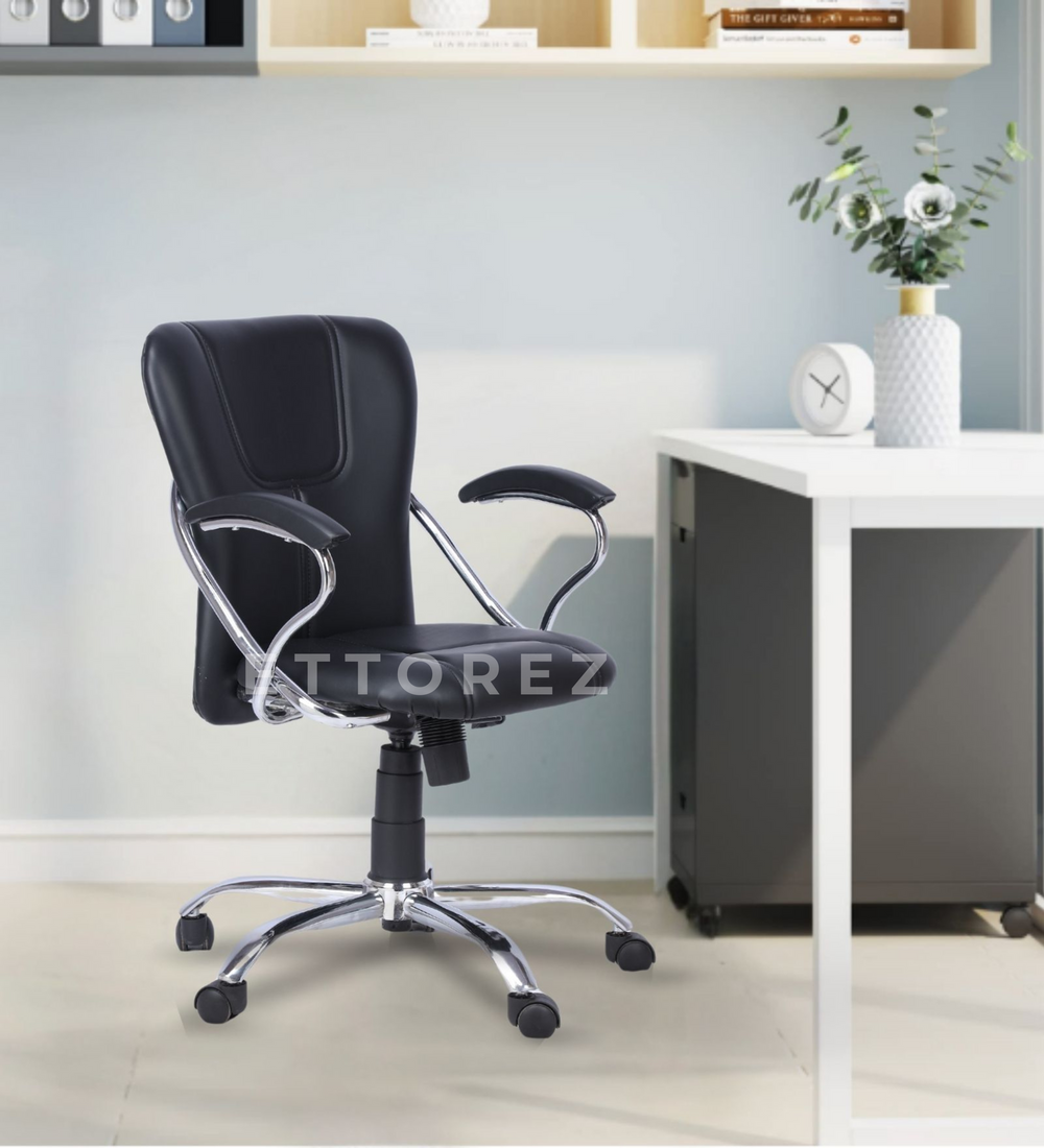 Ettorez A Star Low  Back Leatherette Office Chair trending-Black