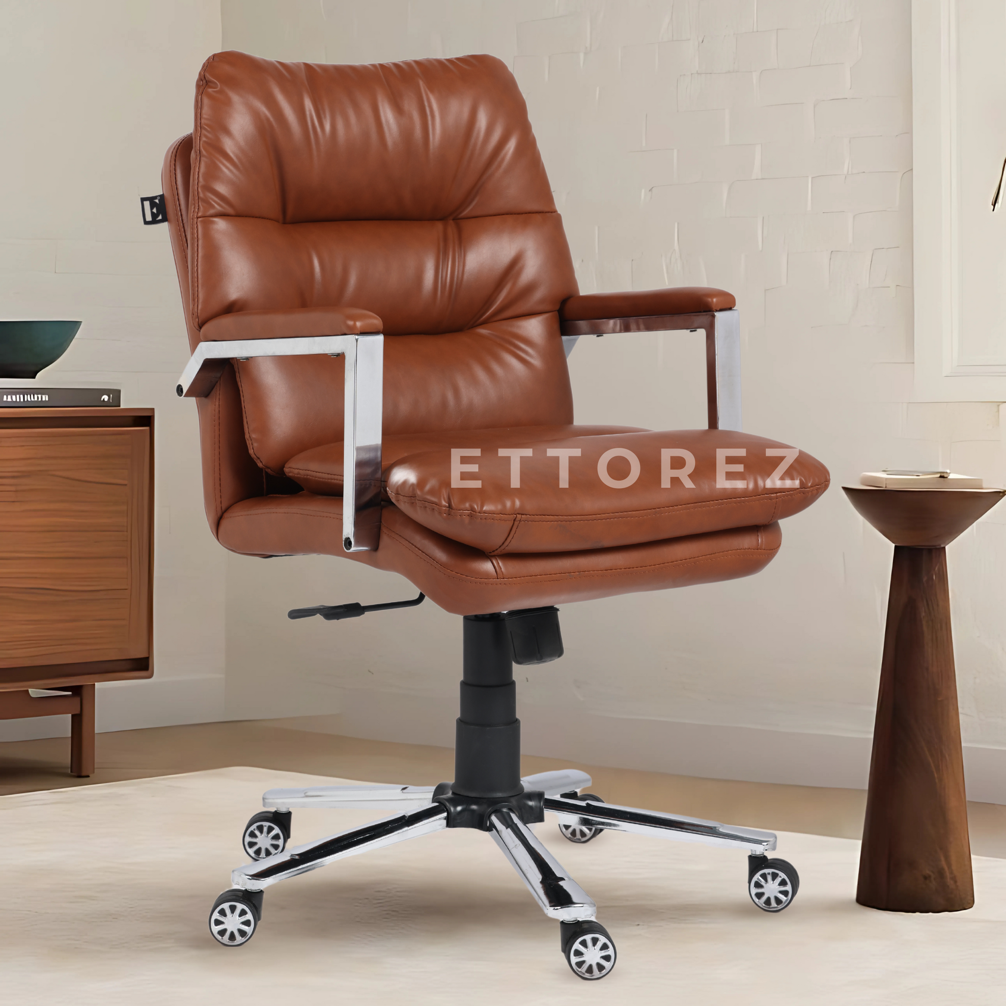 Ettorez FORTUNA Mini  Ultra Premium Leatherette Office Chair- Brown