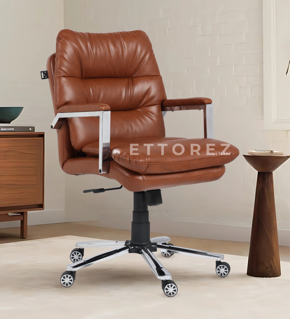 Ettorez FORTUNA Mini  Ultra Premium Leatherette Office Chair- Brown