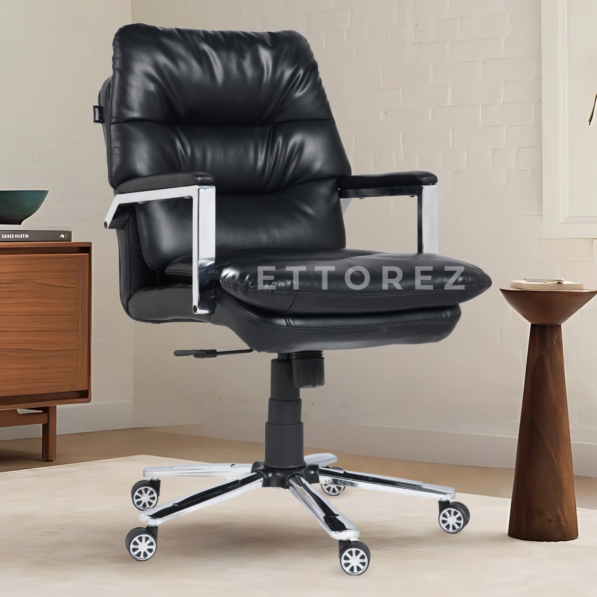 Ettorez FORTUNA Mini  Ultra Premium New Leatherette Office Chair- Black