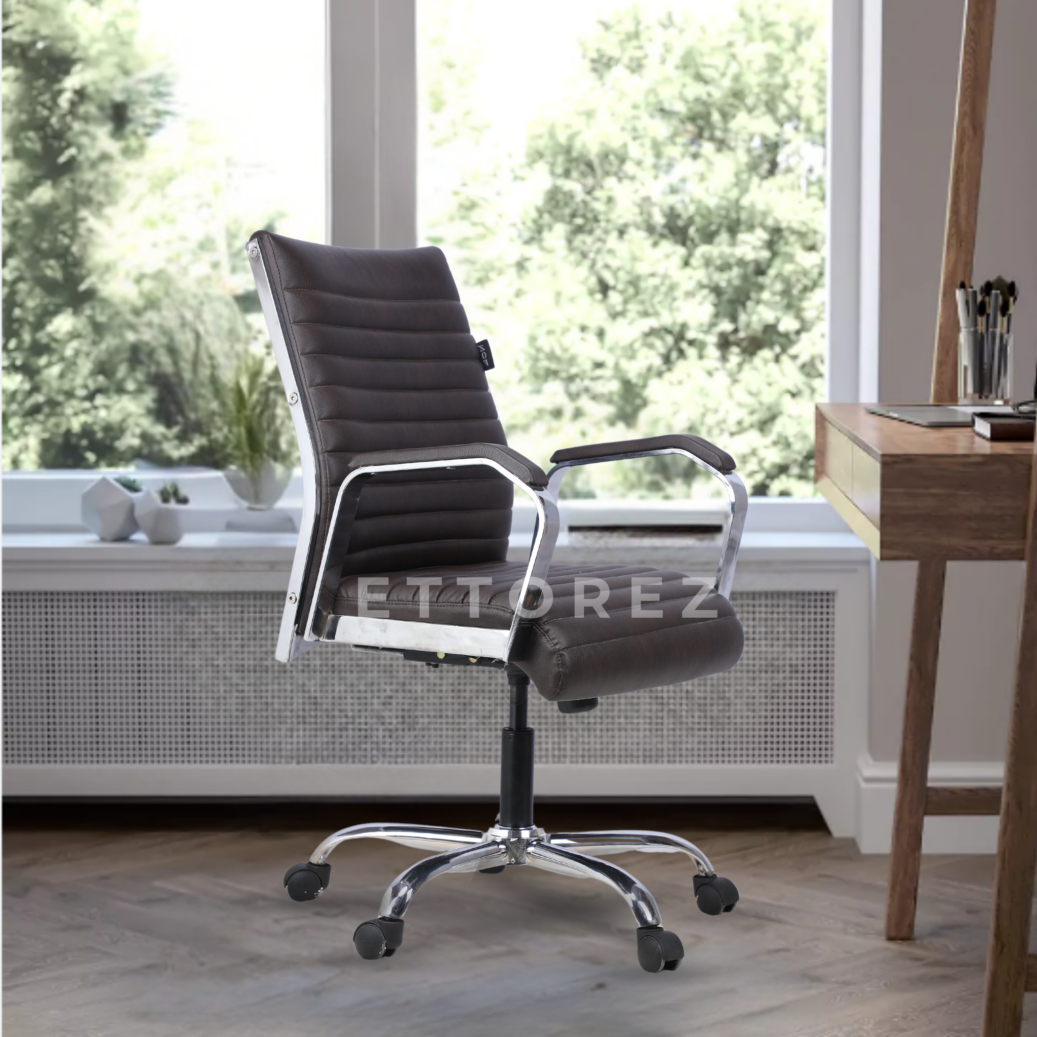 Ettorez  GLOBAL LB Stylish Sleek Leatherette Office Chair- Brown