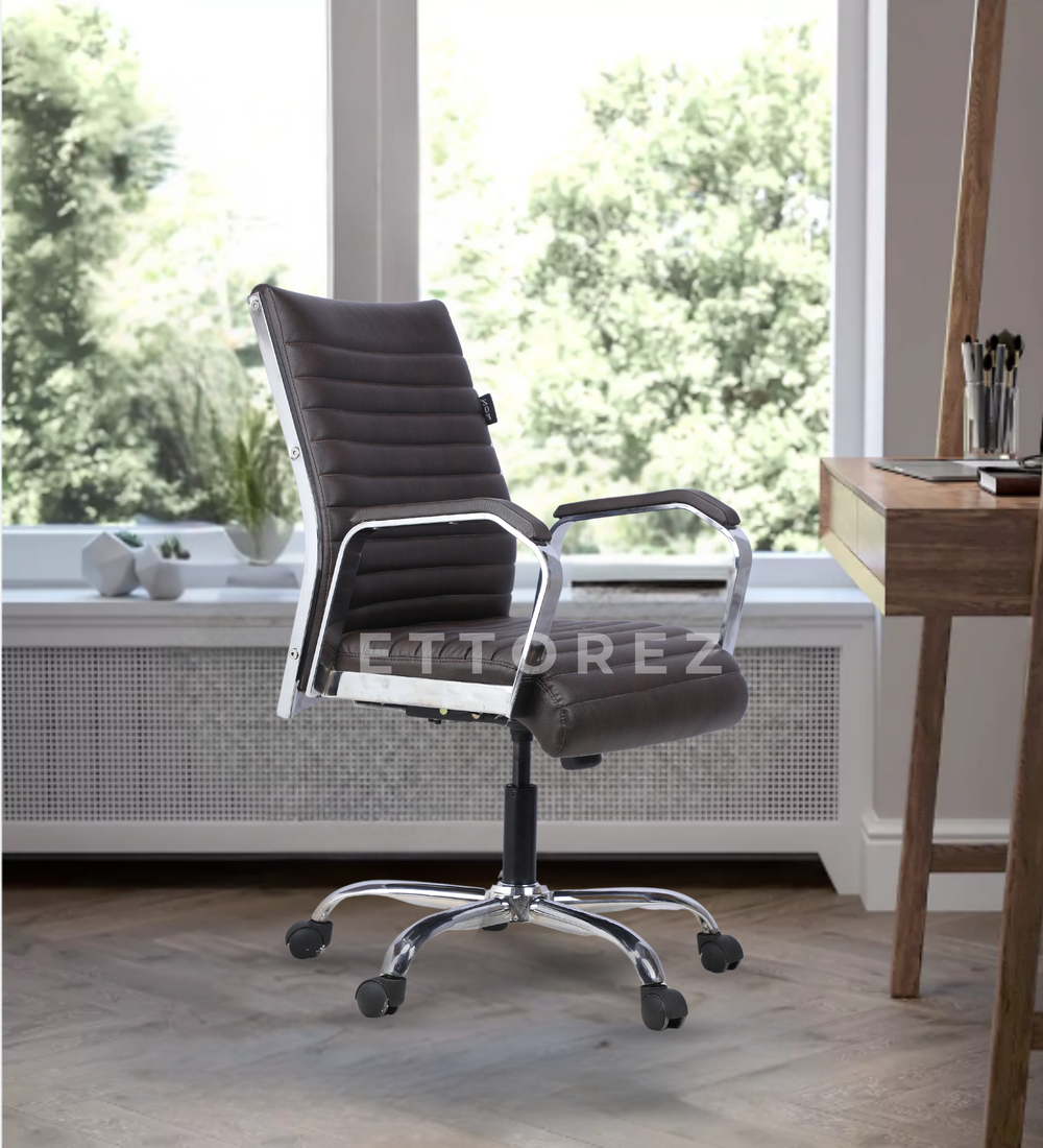 Ettorez  GLOBAL LB Stylish Sleek Leatherette Office Chair- Brown