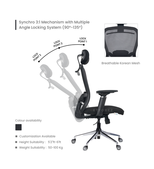 Ettorez HECTOR MONO High Back Mesh Office Chair With Hanger
