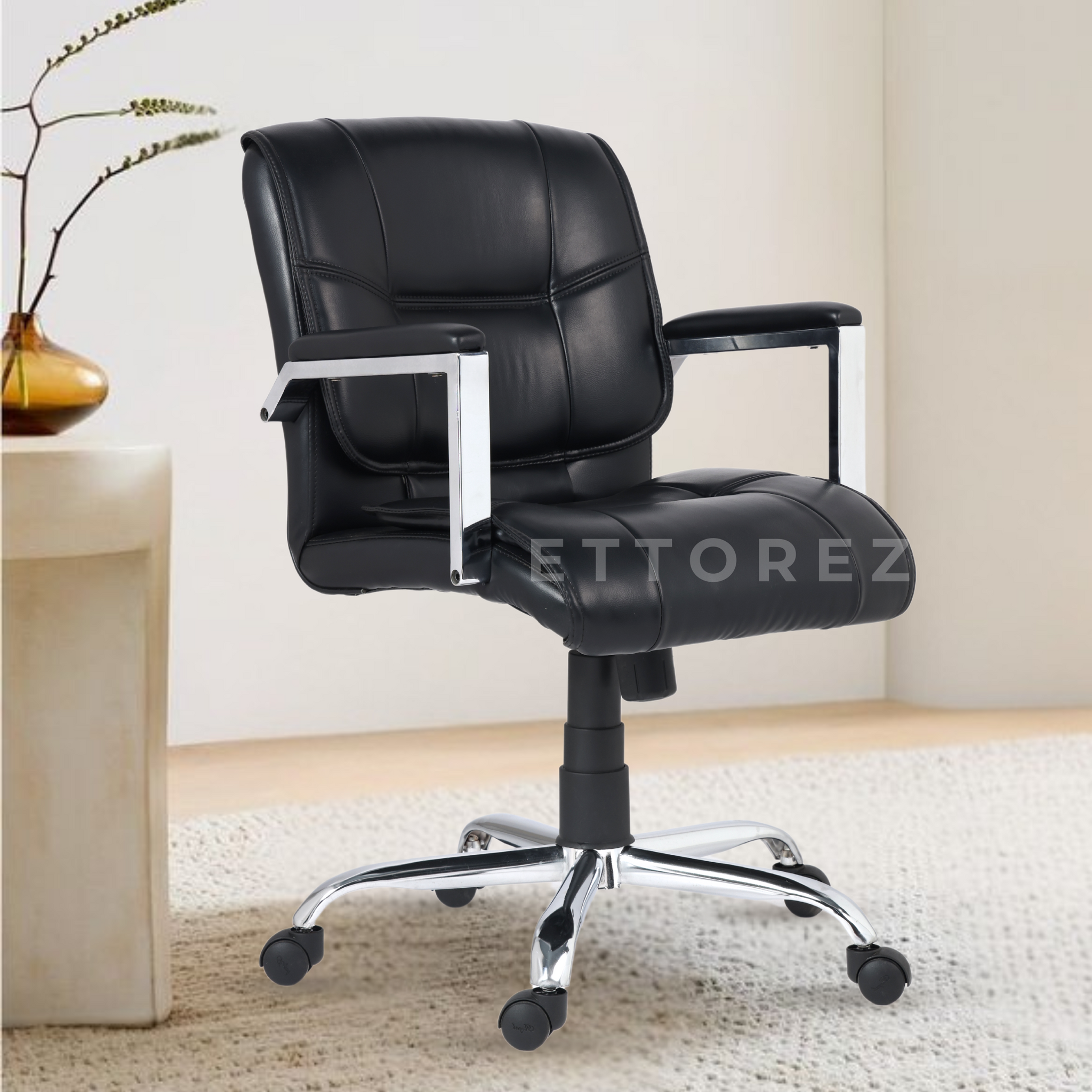 Ettorez Jade Black Executive Leatherette Office Chair