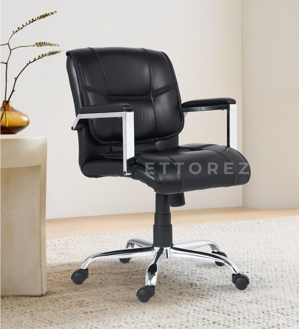 Ettorez Jade Black Executive Leatherette Office Chair