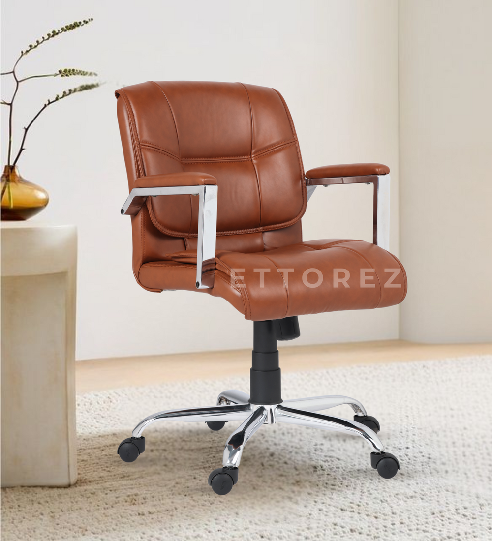 Ettorez Jade tan Executive Leatherette Office Chair