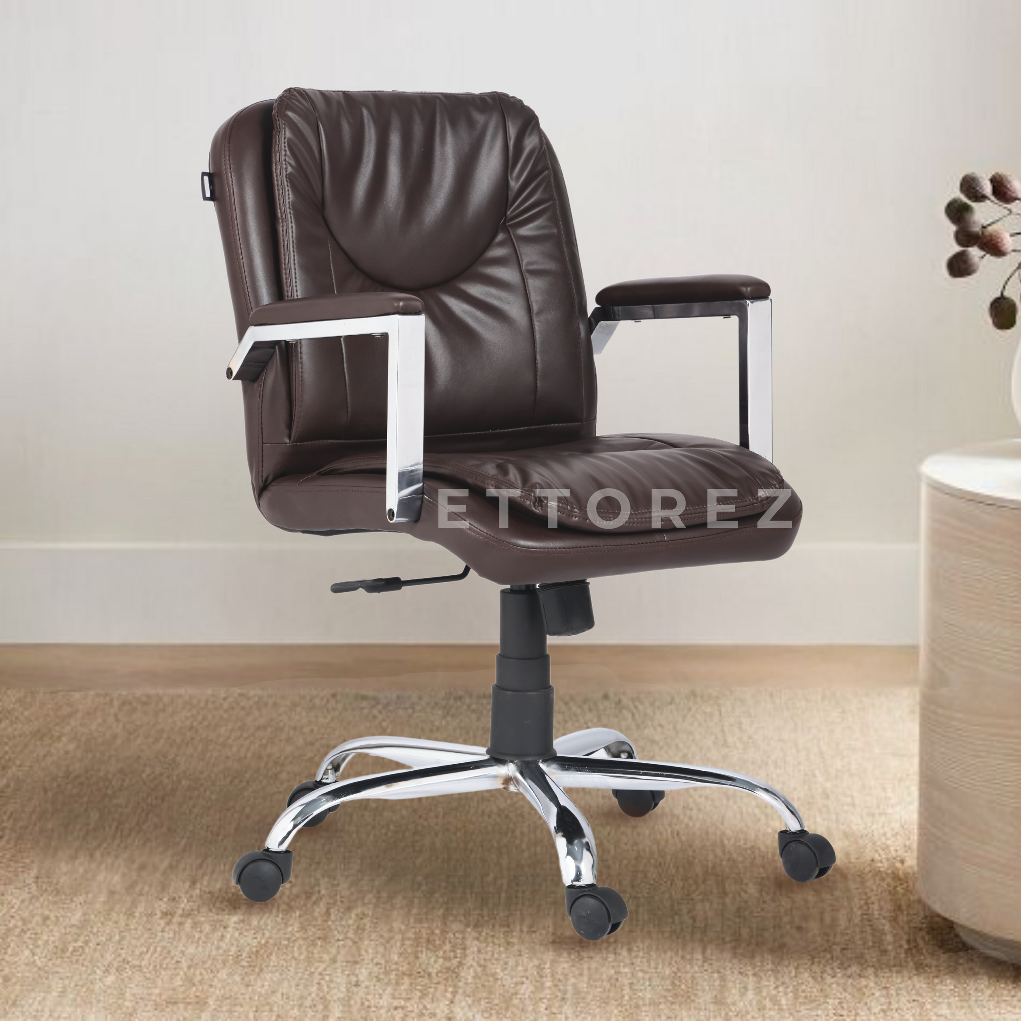 Ettorez Magnet  Ultra Premium Leatherette Office Chair- Brown