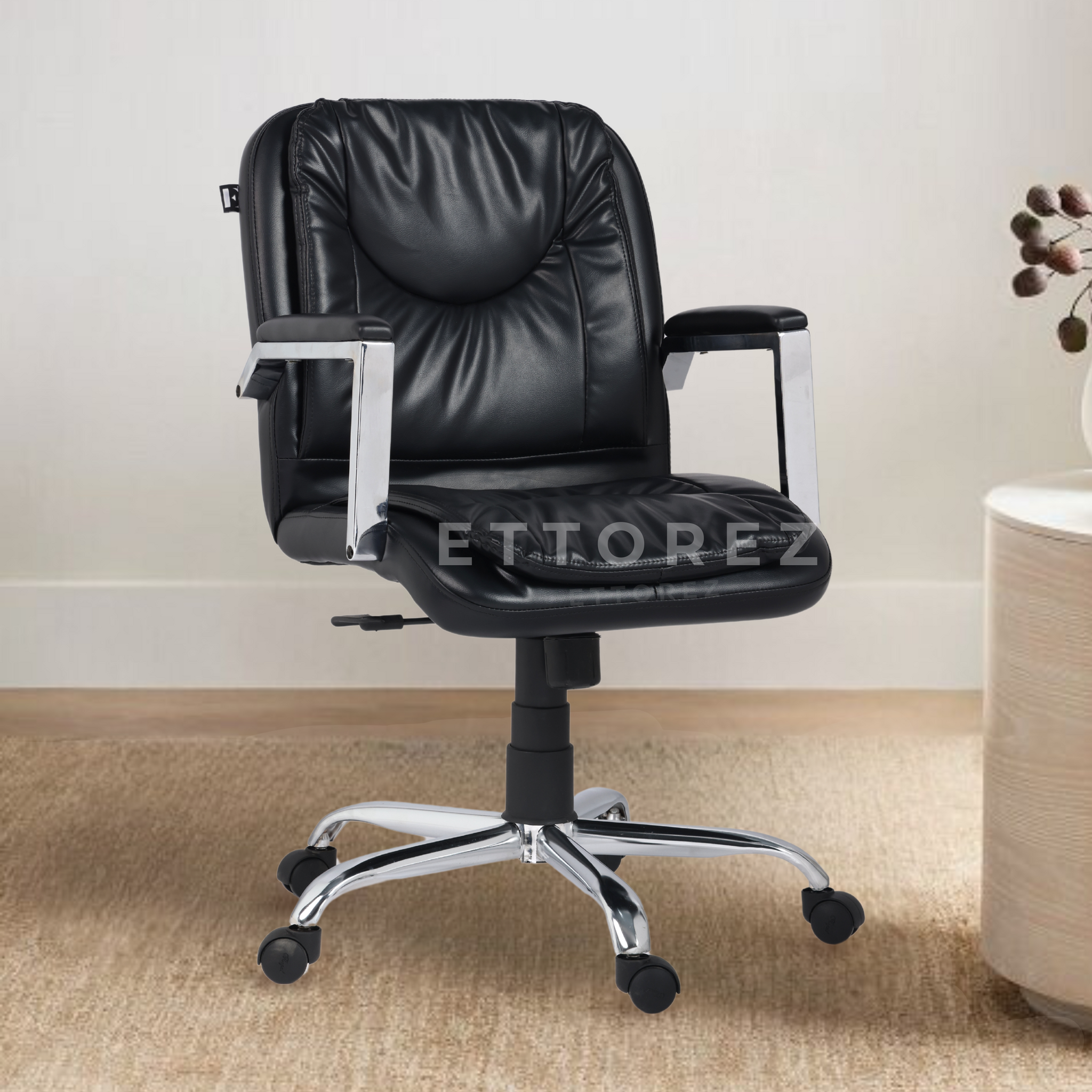 Ettorez Magnet   Ultra Premium Leatherette Office Chair- Black