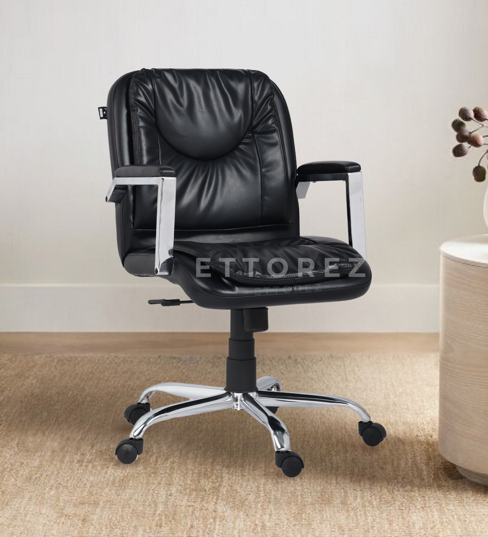 Ettorez Magnet   Ultra Premium Leatherette Office Chair- Black