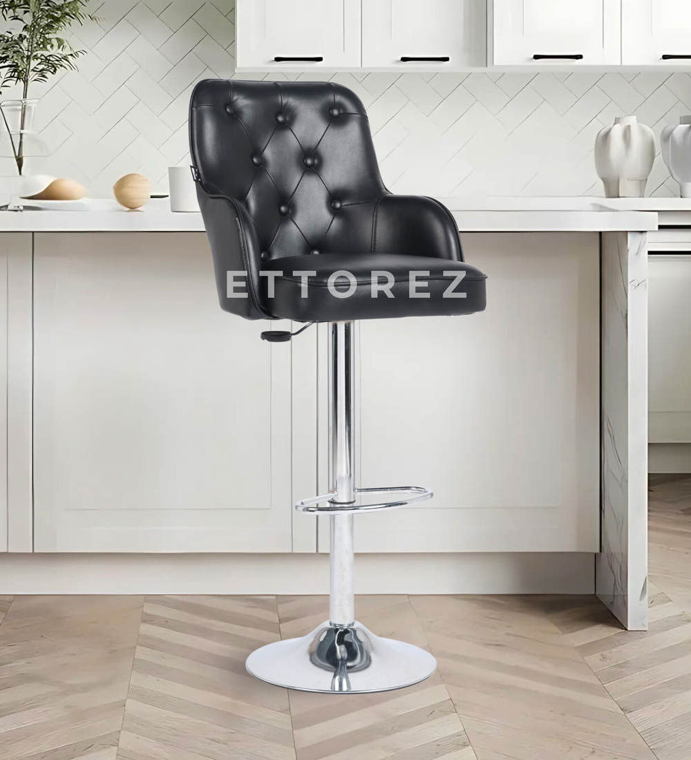 Ettorez Meteor Solid Steel Bar and counter stool Black