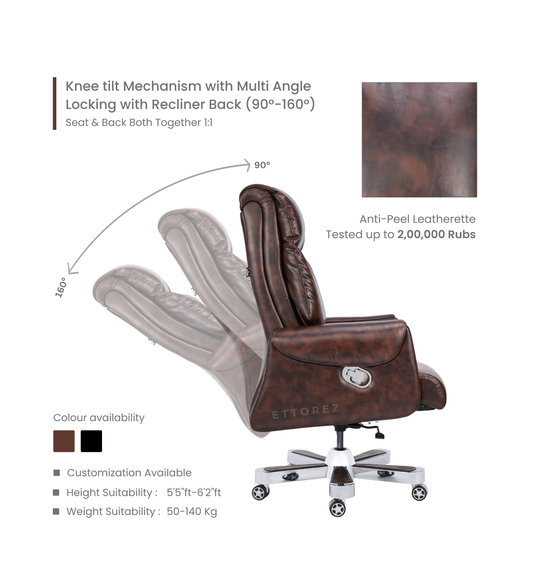 Ettorez Endeavour Brown High Back Leatherette Office Chair