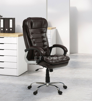 Ettorez VANITY HB Brown Premium Leatherette High Back Chair