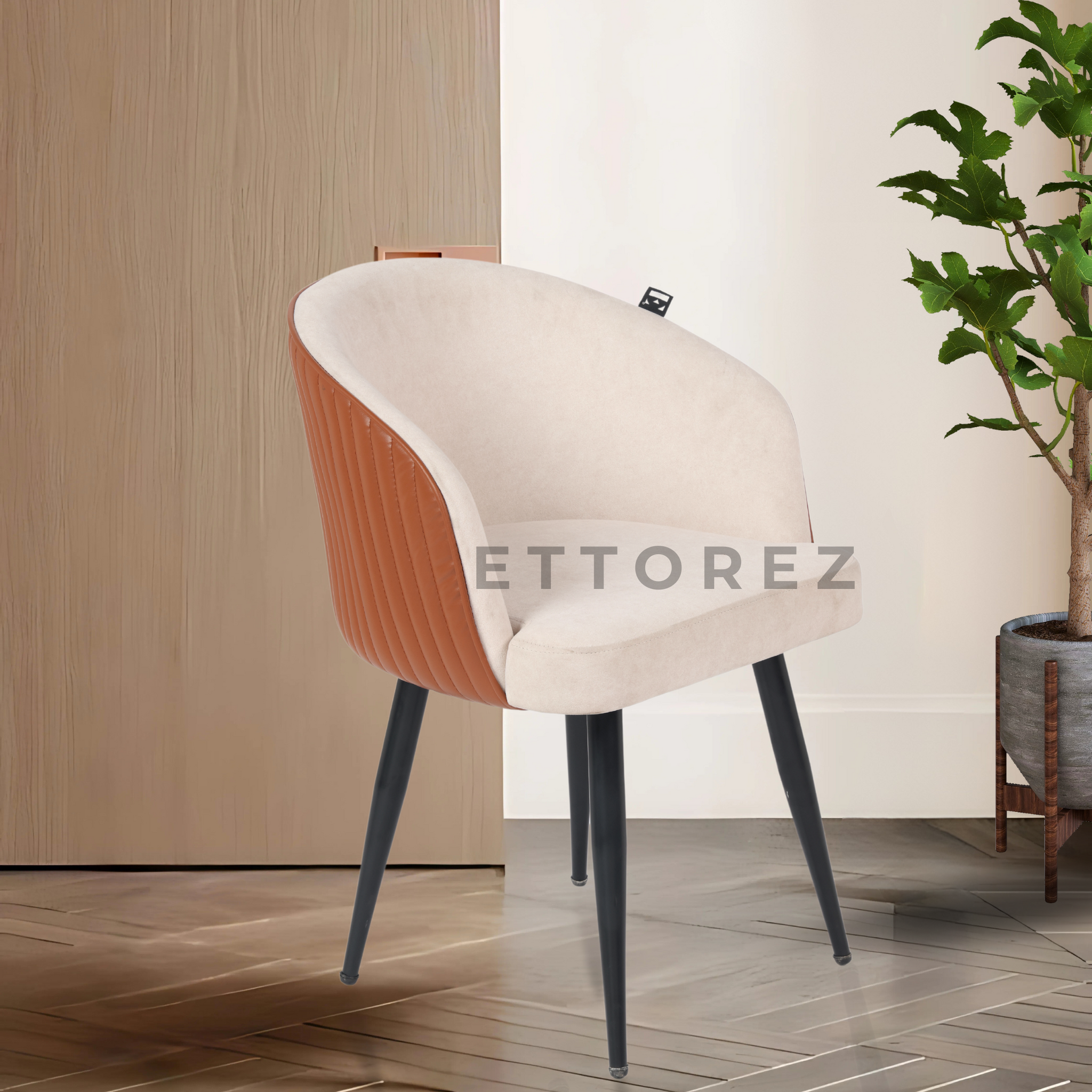 Ettorez Nest Beige and Tan Modern/Unique Bedroom Accent Chair
