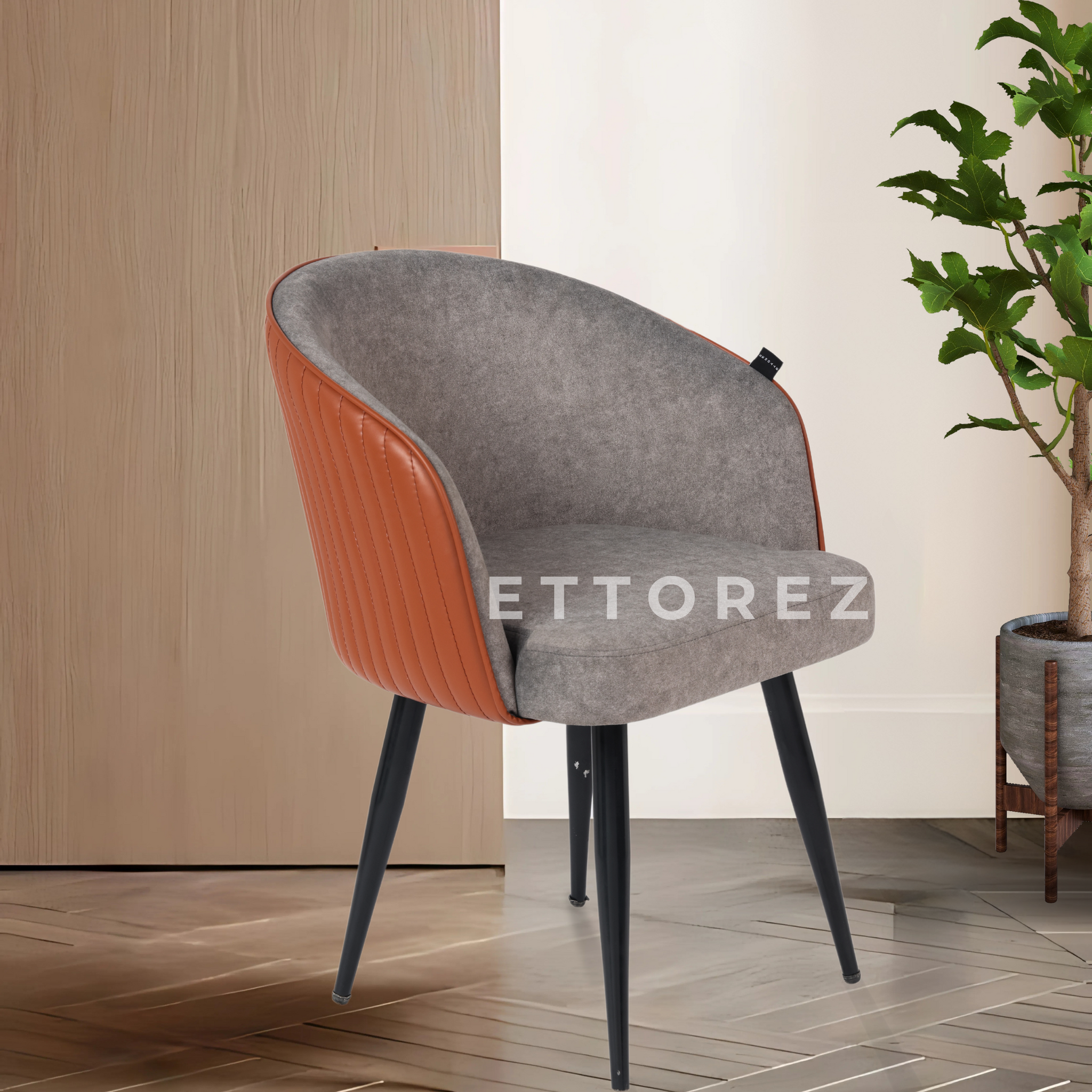 Ettorez Nest Gray and Tan Modern/Unique Bedroom Accent Chair