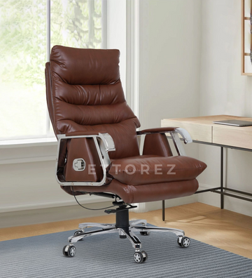 Ettorez FORTUNA High Back Ultra Premium Leatherette Office Chair- Brown