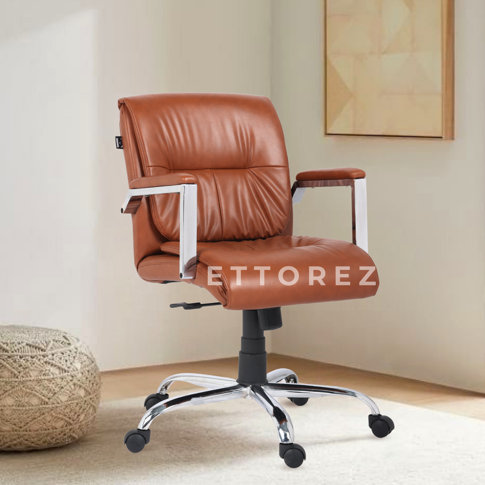 Ettorez Nova Ultra Premium Leatherette Office Chair- Tan