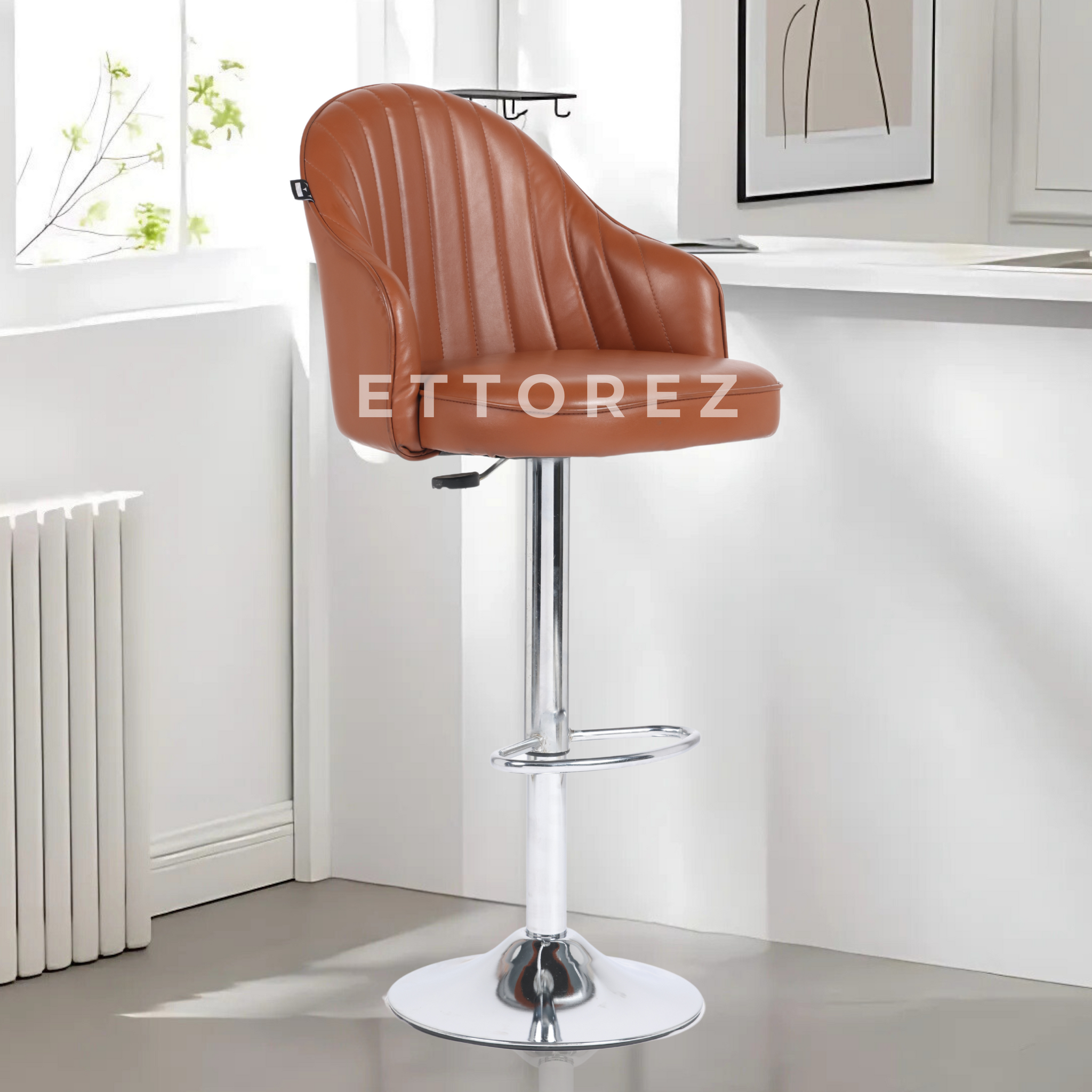 Ettorez Orbit Solid Steel Bar and counter stool tan