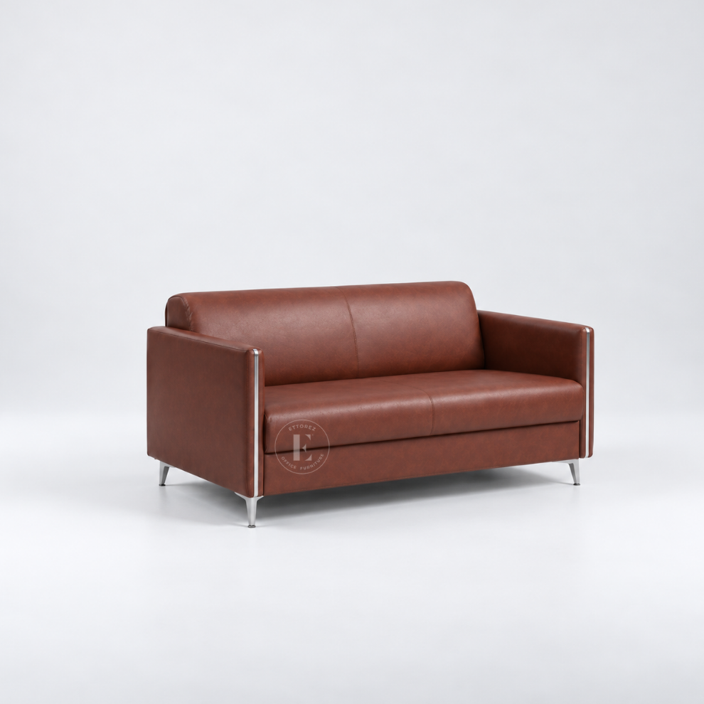 Ettorez VOLGA LEATHERETTE Box-Arm Modern Sofa