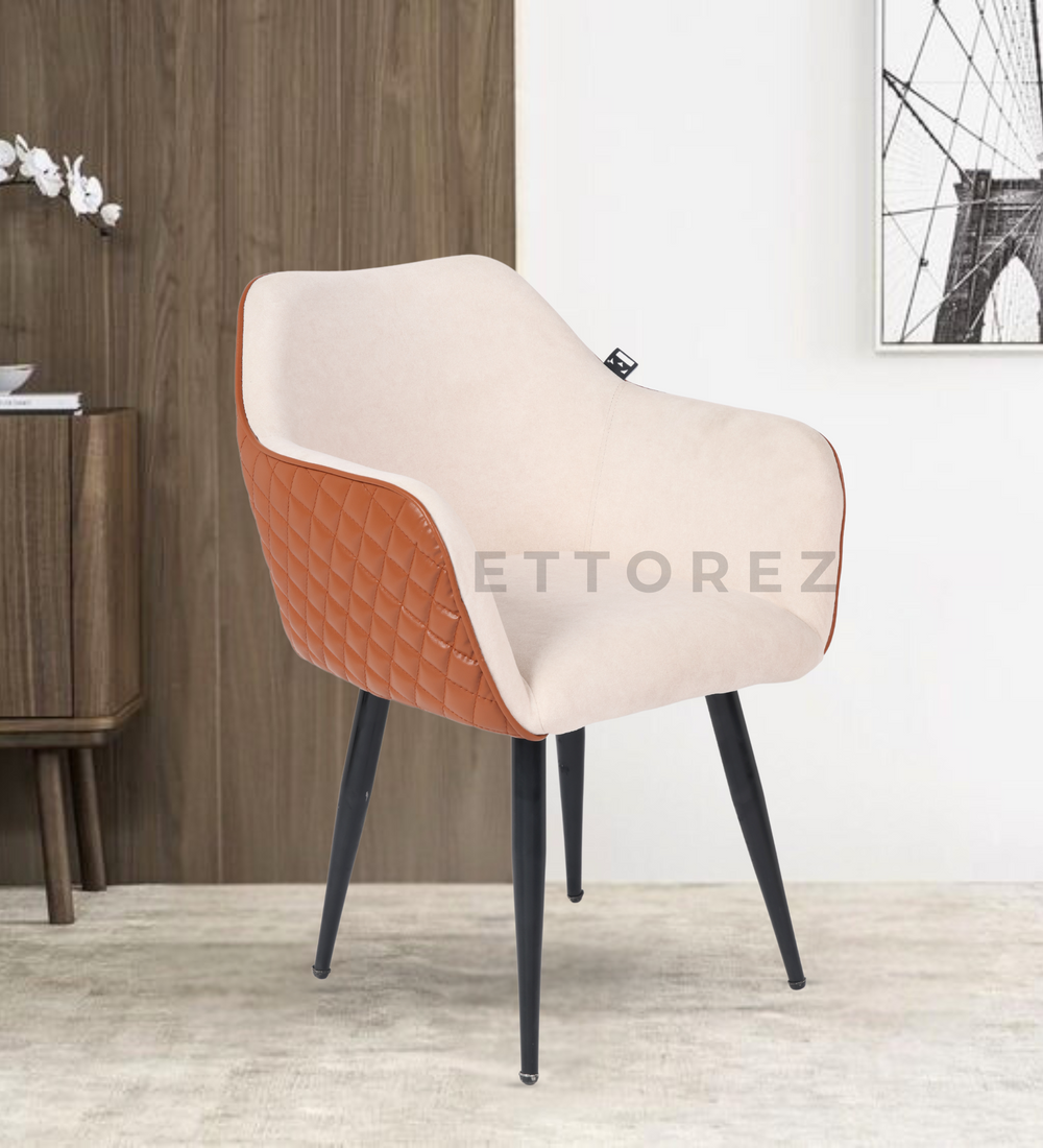 Ettorez Rigel Beige and Tan Modern/Unique Bedroom Accent Chair