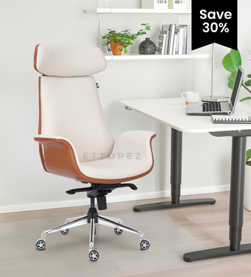 Ettorez Shark Cream And Rust  High Back Leatherette Office