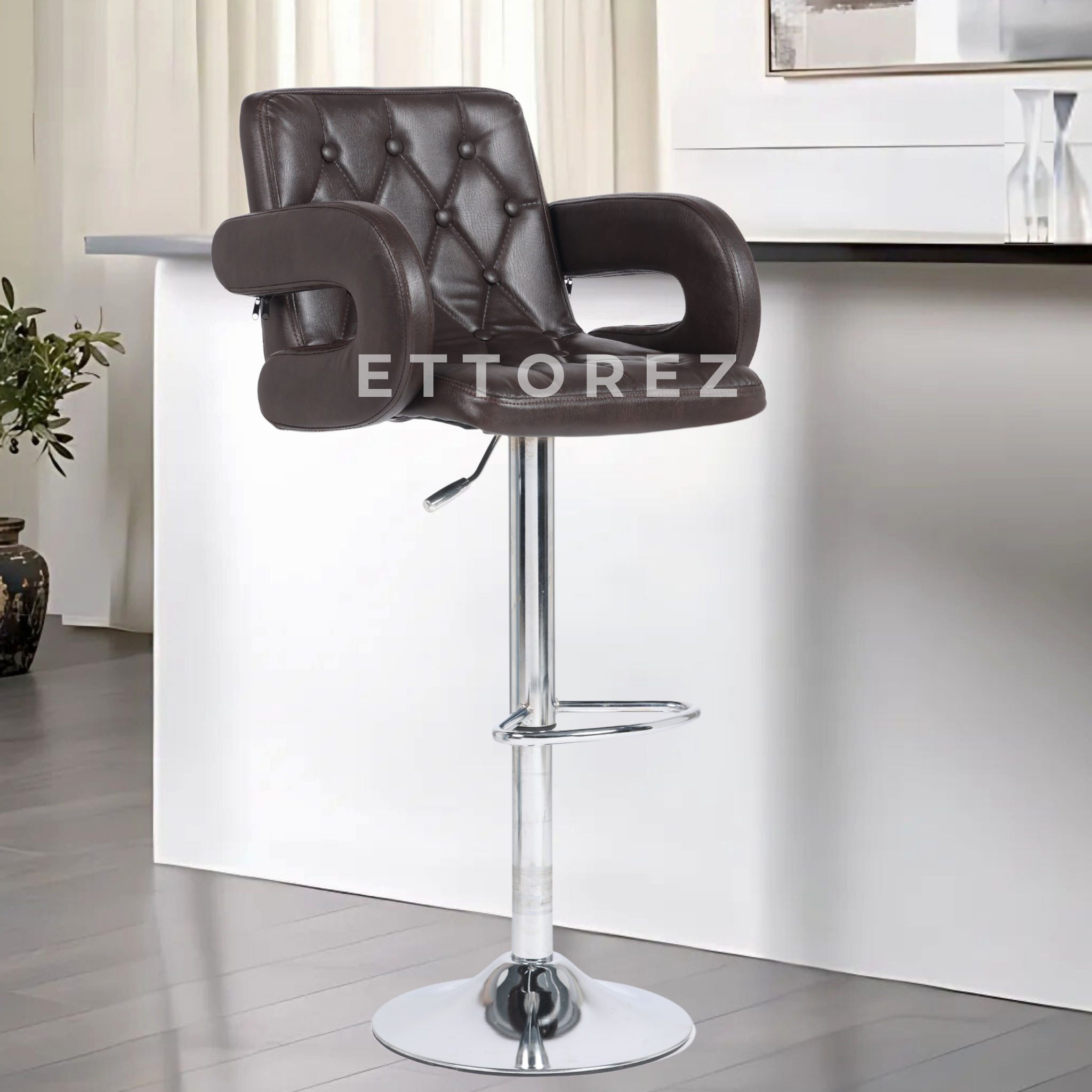 Ettorez Vibe Solid Steel Bar and counter stool-Brown