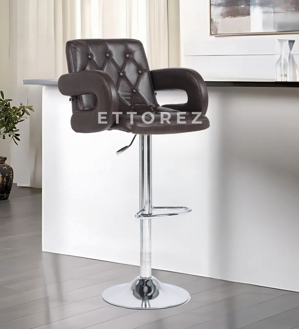 Ettorez Vibe Solid Steel Bar and counter stool-Brown