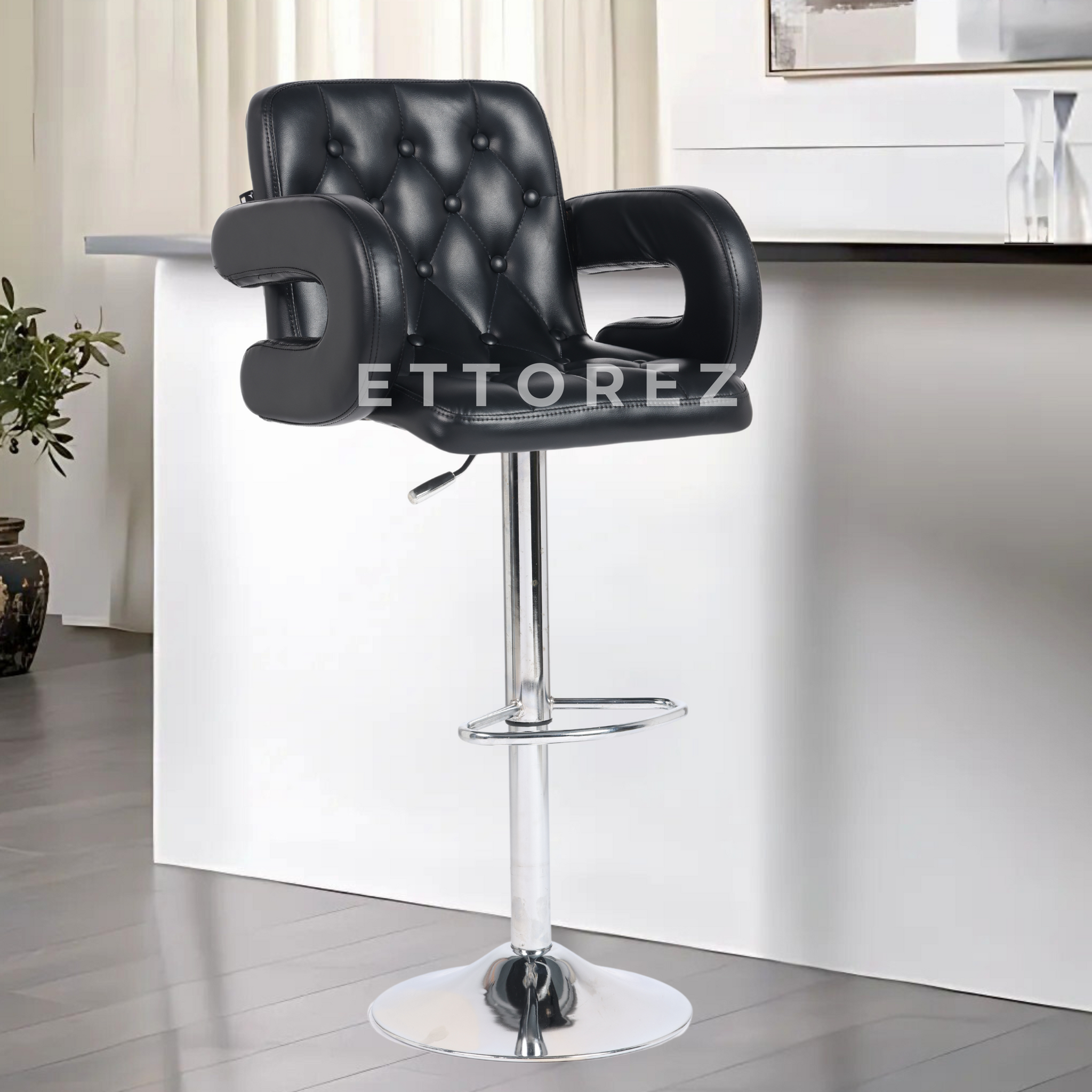 Ettorez Vibe Solid Steel Bar and counter stool-Black