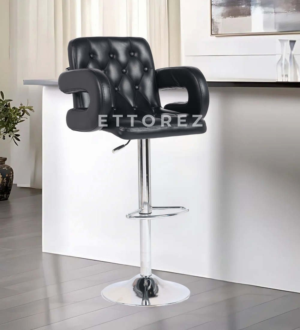 Ettorez Vibe Solid Steel Bar and counter stool-Black