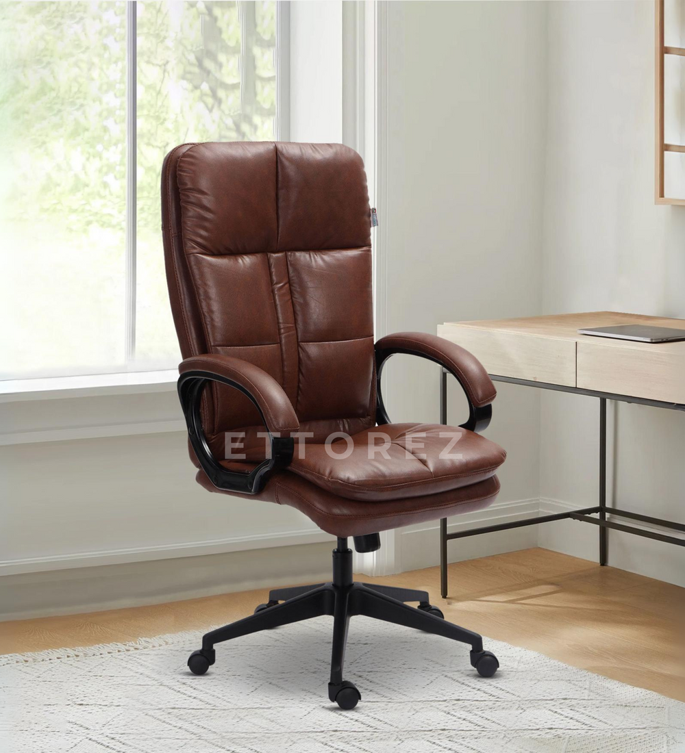Ettorez JAVA Tan High Back Leatherette Office Chair