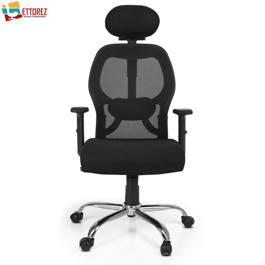 Ettorez MATT NR High Back Mesh Office Chair with Headrest and Lumbar Support
